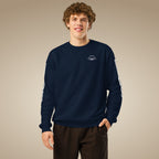 Men’s organic cotton jumper in french navy with arm print, made to order