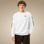 Men’s organic cotton jumper in white with arm print, made to order
