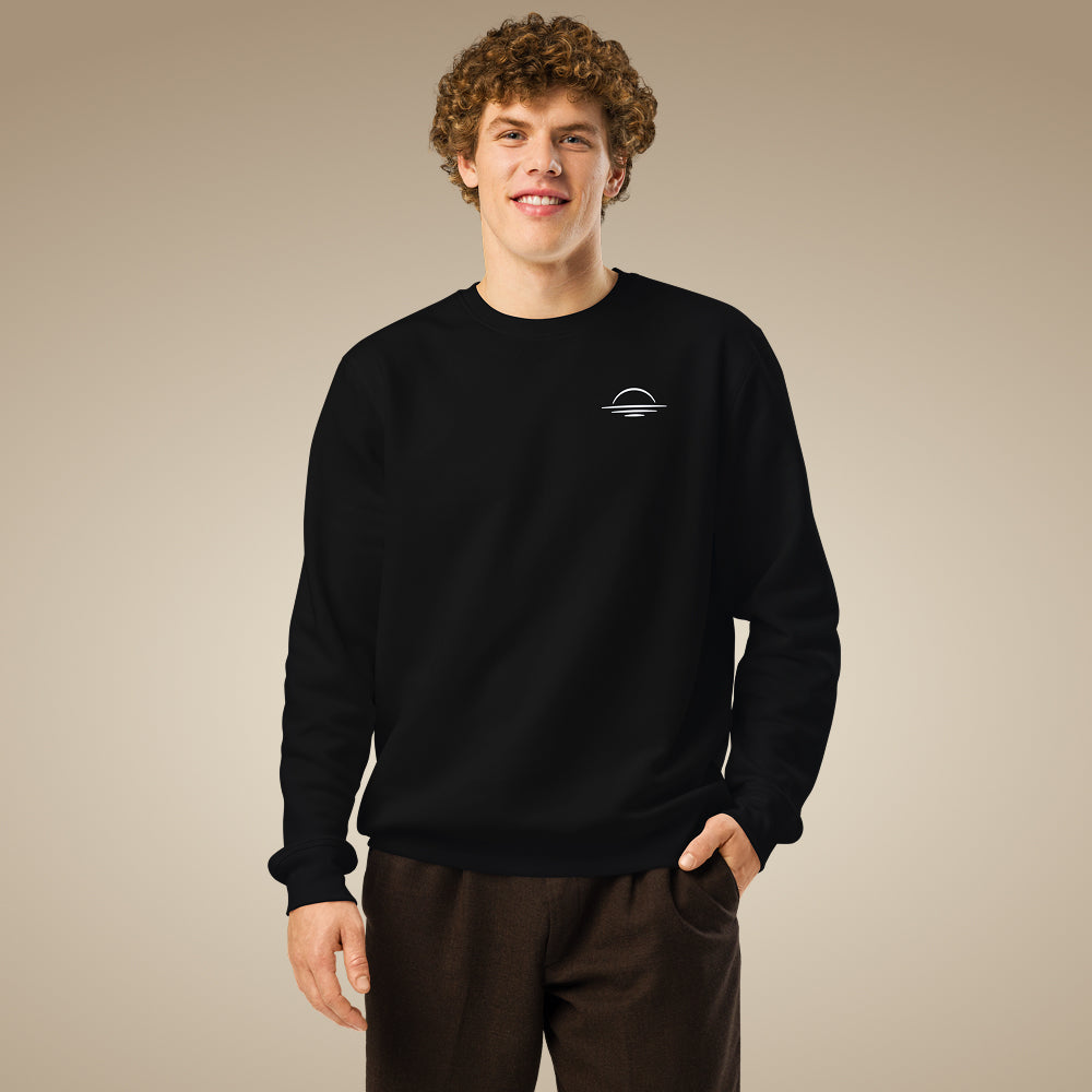 Black men’s organic cotton sweatshirt with simple, timeless fit