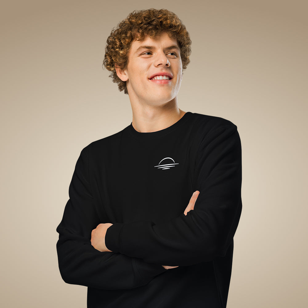 Minimal men’s organic cotton jumper in black, made to order