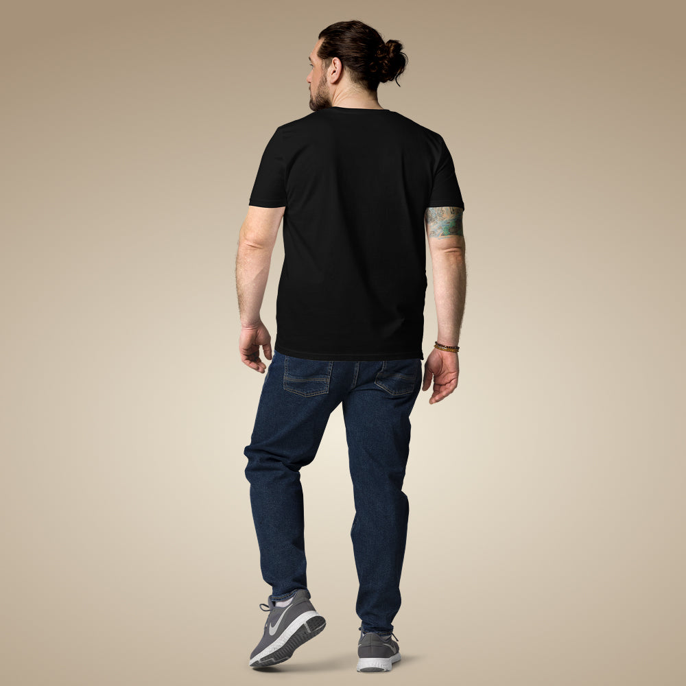 Minimal men’s organic cotton t-shirt in black, made to order