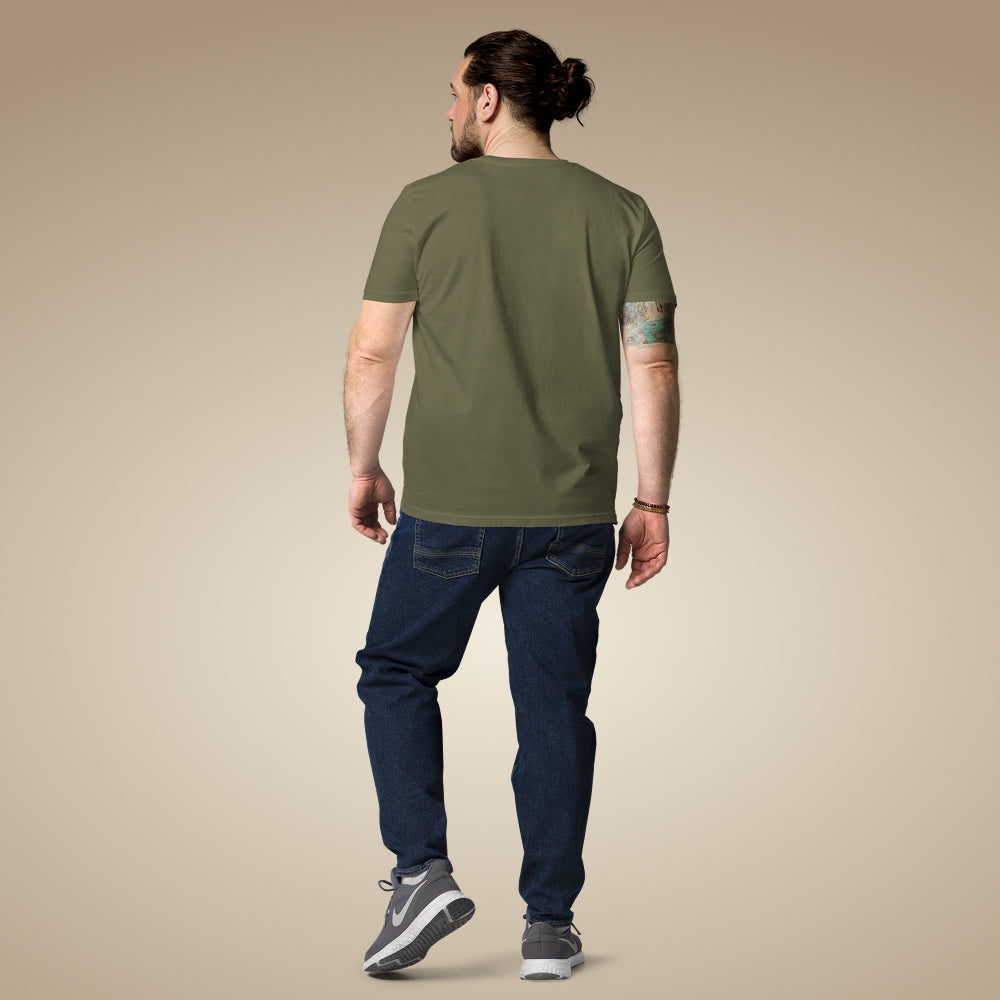 Minimal men’s organic cotton t-shirt in khaki, made to order