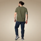 Minimal men’s organic cotton t-shirt in khaki, made to order