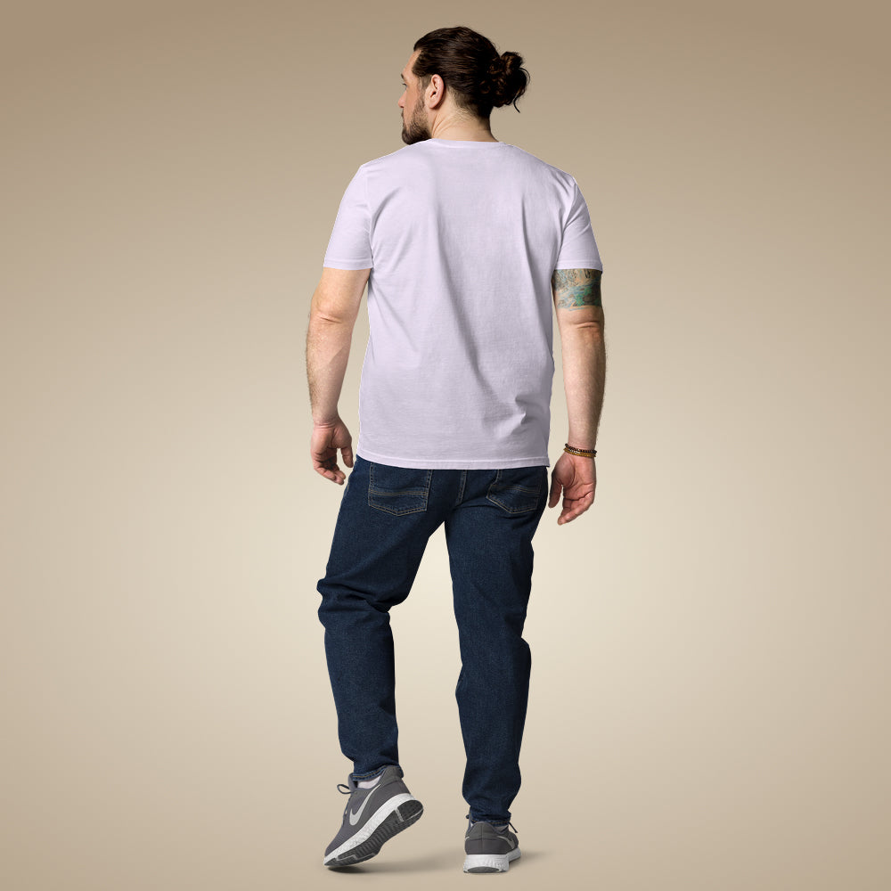 Minimal men’s organic cotton t-shirt in lavender, made to order
