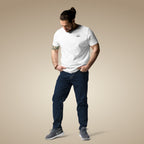 White men’s organic cotton t-shirt with clean, understated design