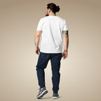 Minimal men’s organic cotton t-shirt in white, made to order