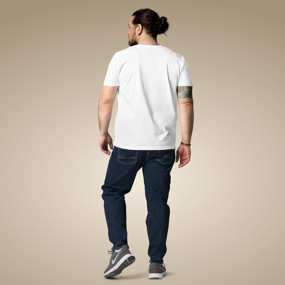Minimal men’s organic cotton t-shirt in white, made to order