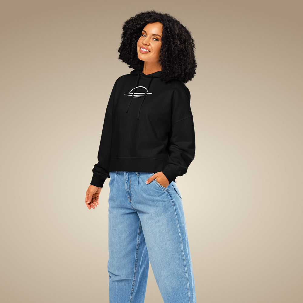 Minimal women’s organic cotton hoodie jumper in black, made to order