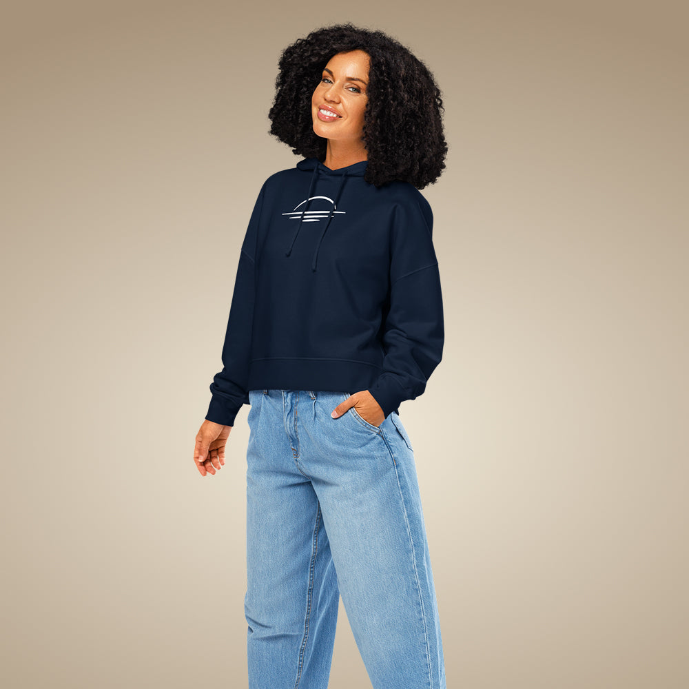 Minimal women’s organic cotton hoodie jumper in french navy, made to order