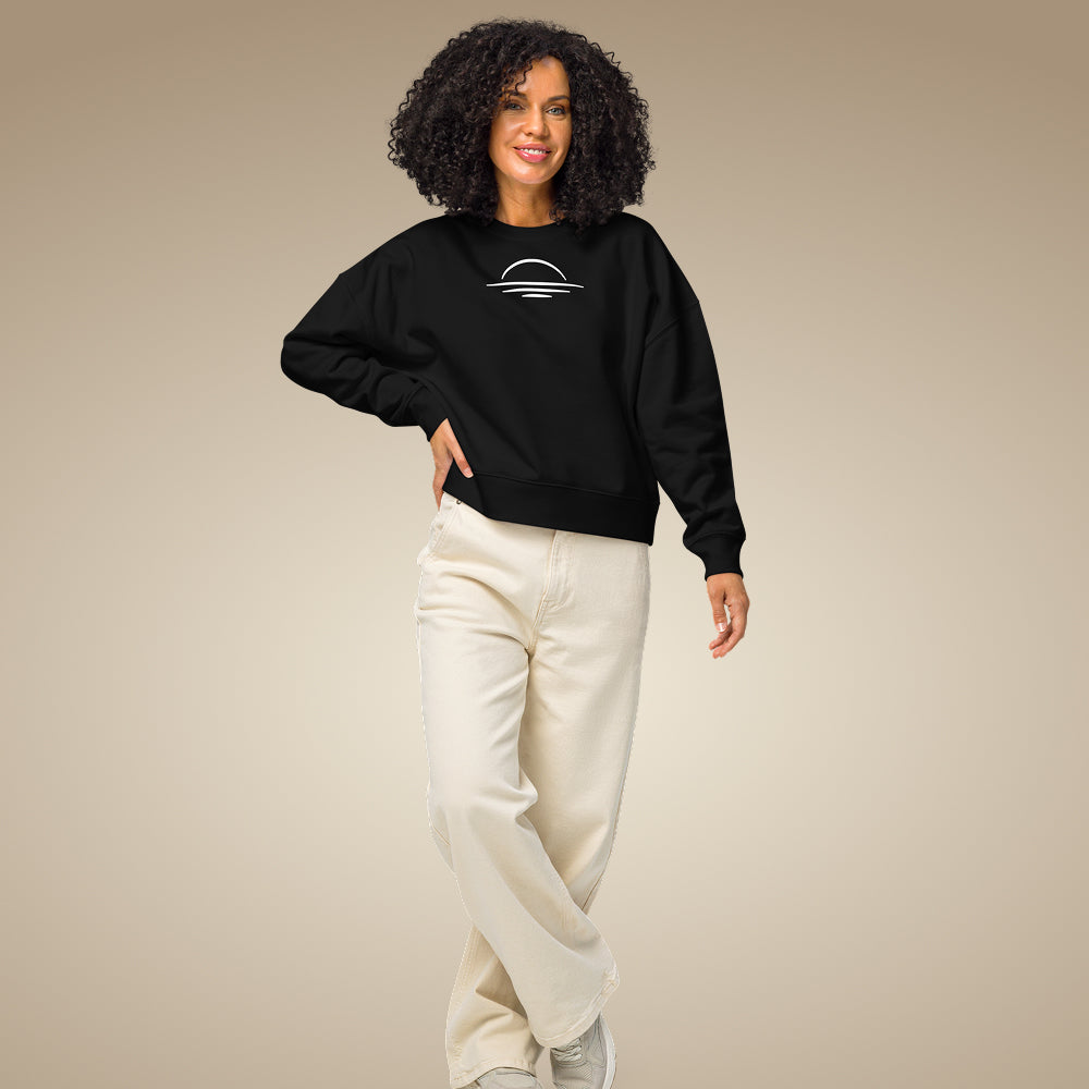 Minimal women’s organic cotton jumper in black, made to order