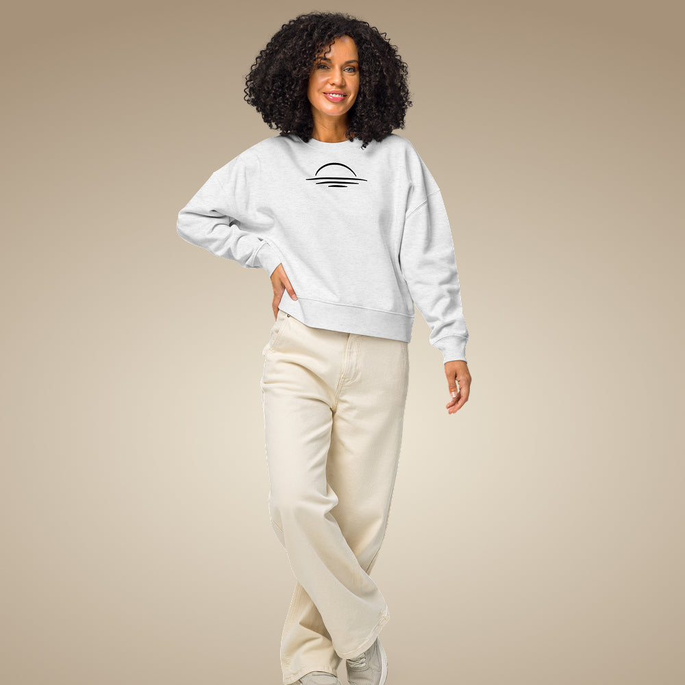 Minimal women’s organic cotton jumper in heather grey, made to order