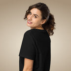 Minimal women’s organic cotton t-shirt in black, made to order