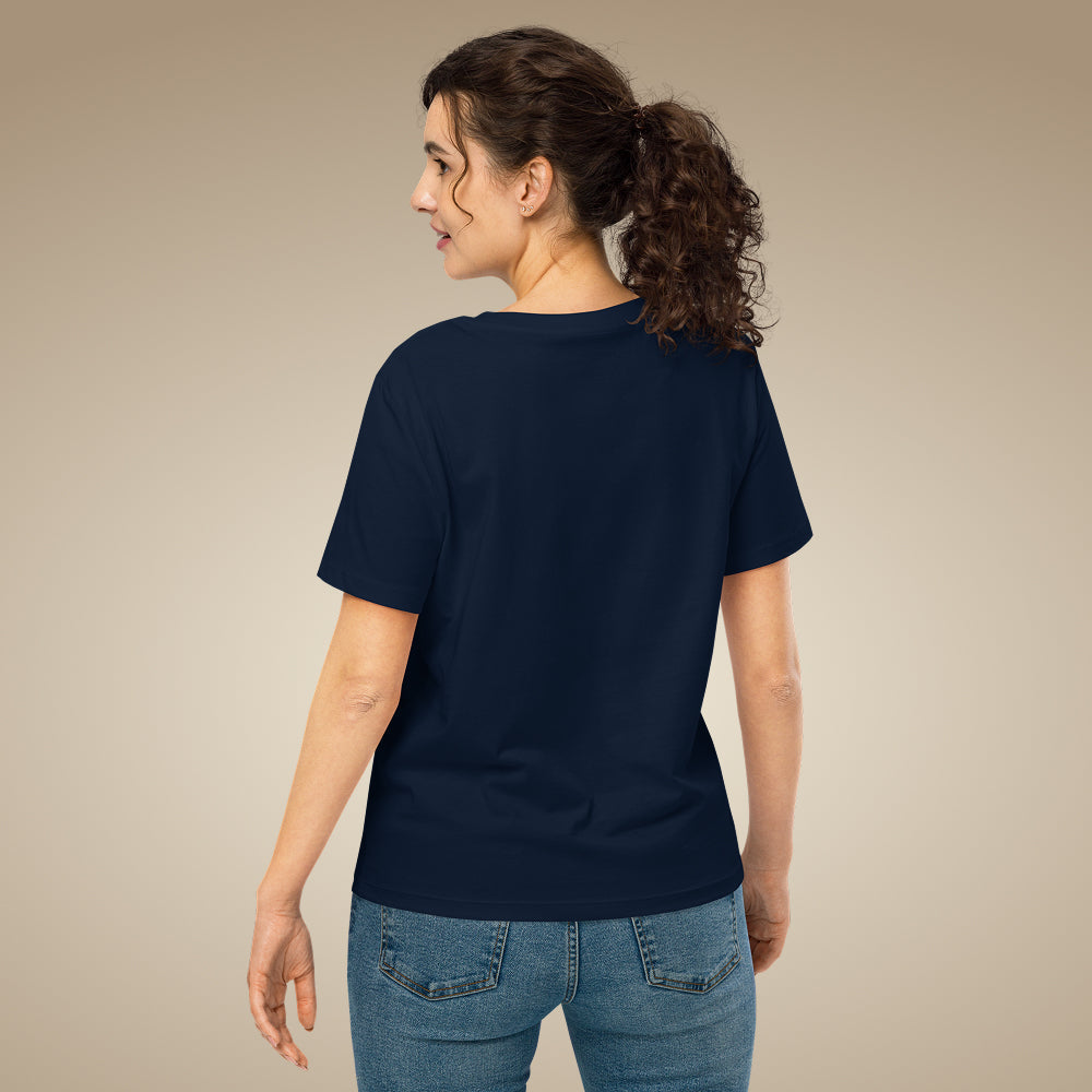 Minimal women’s organic cotton t-shirt in french navy, made to order